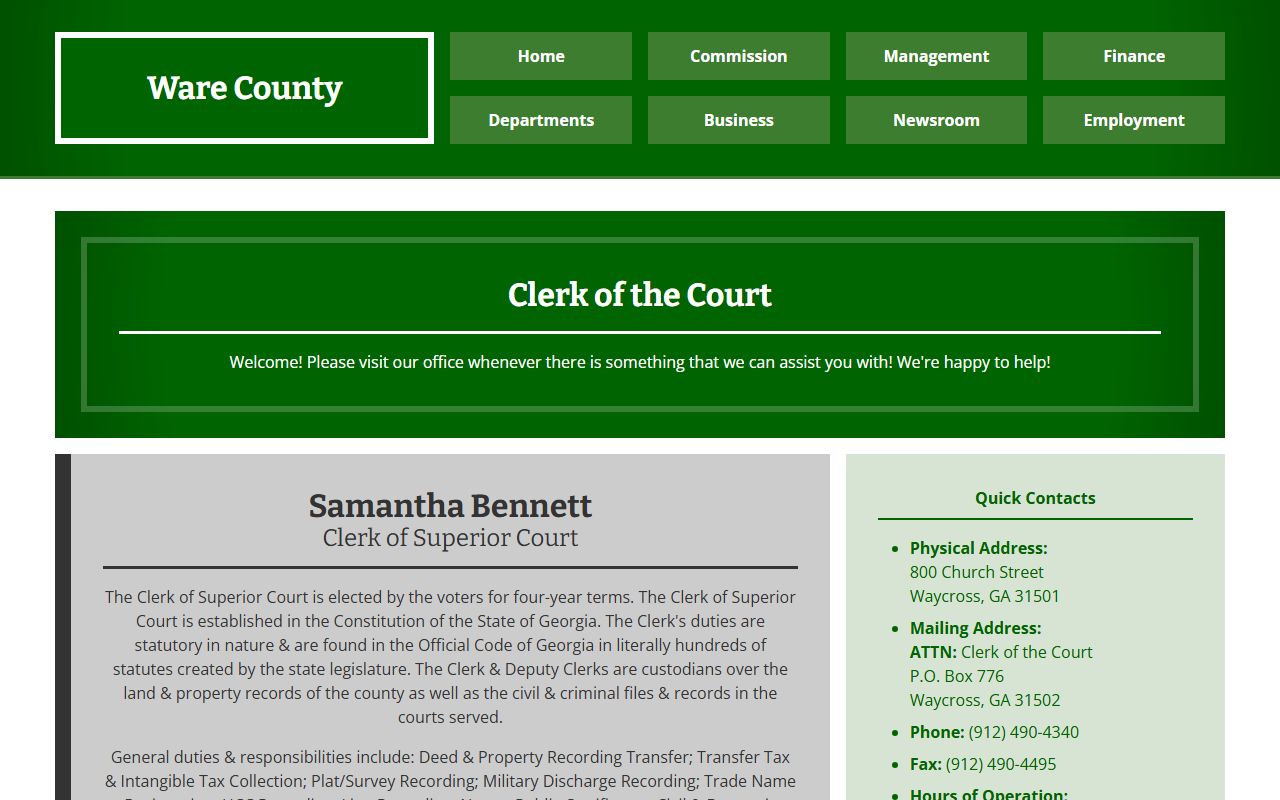 Ware County court records after jail arrest court system contacts